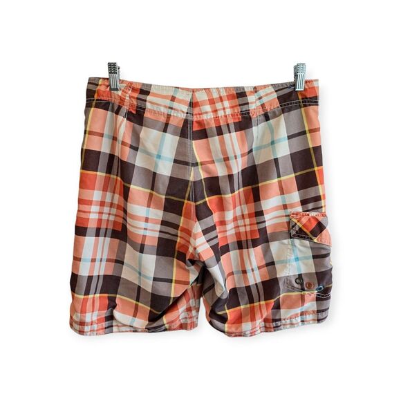 Old Navy Board shorts Men's M Drawstring Mesh Lined Plaid Cargo Swim Trunk - Picture 2 of 6